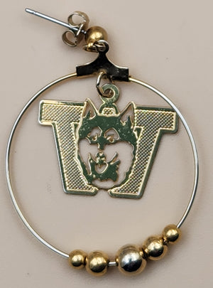 WASHINGTON HUSKIES Gold Tone Cut Out Dangle Earrings