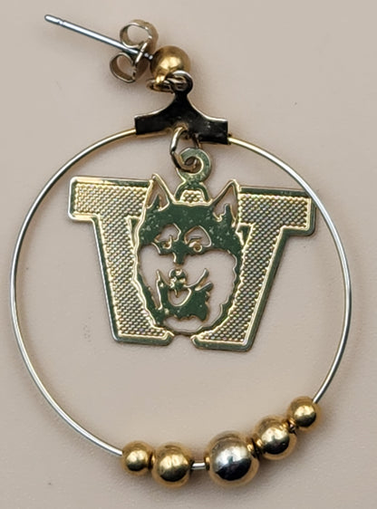 WASHINGTON HUSKIES Gold Tone Cut Out Dangle Earrings