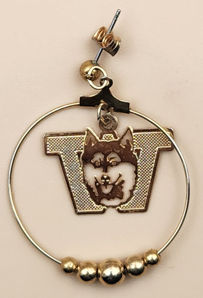 WASHINGTON HUSKIES Gold Tone Cut Out Dangle Earrings