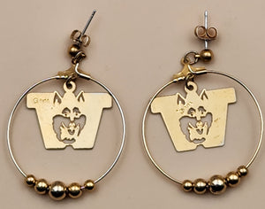 WASHINGTON HUSKIES Gold Tone Cut Out Dangle Earrings