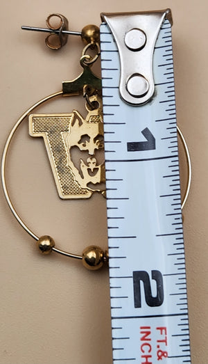 WASHINGTON HUSKIES Gold Tone Cut Out Dangle Earrings