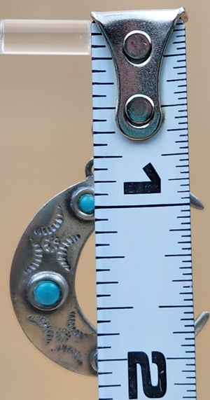 JONETTE JEWELRY JJ Pewter/Turquoise/Crescent Moon and Wolf Cutout Dangle Earrings