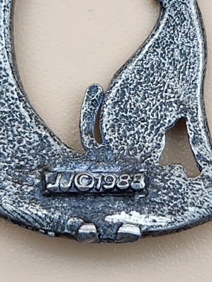 JONETTE JEWELRY JJ Pewter/Turquoise/Crescent Moon and Wolf Cutout Dangle Earrings