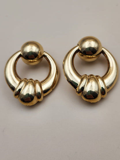 NAPIER 1980's Vintage Gold Tone Door Knockers Earrings