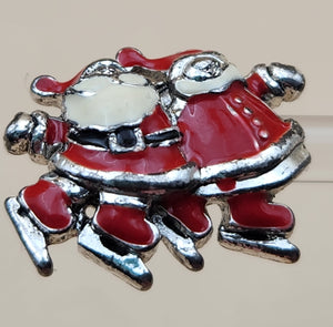 Vintage Mr. And Mrs. Santa Claus Wearing Ice Skates Festive Red and White Enamel Earrings