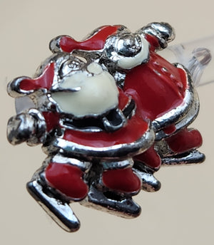 Vintage Mr. And Mrs. Santa Claus Wearing Ice Skates Festive Red and White Enamel Earrings