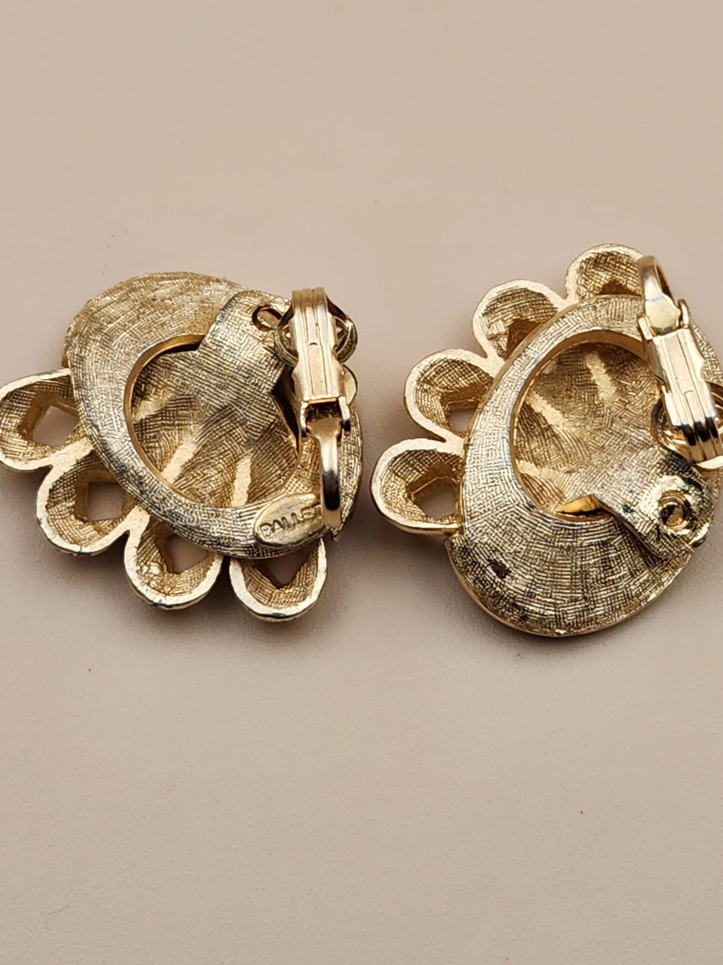 BALLET JEWELS INC Vintage 1950's-60's Harold P Bass Crafted Gold Tone Earrings