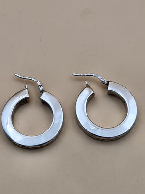 HELEN ANDREWS INC. HAN Signed Sterling Silver Carved Hoop Earrings