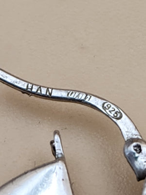 HELEN ANDREWS INC. HAN Signed Sterling Silver Carved Hoop Earrings