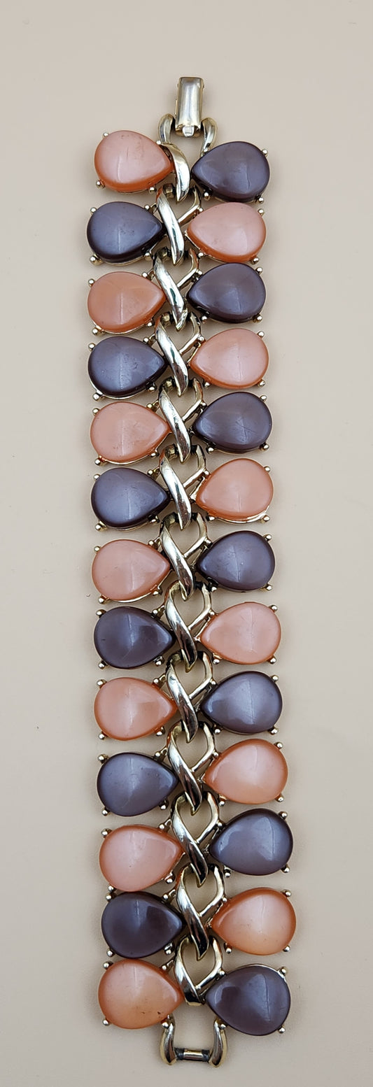 CORO Brown/Orange/Gold Tone Thermoset 1950's-1960's Vintage Bracelet