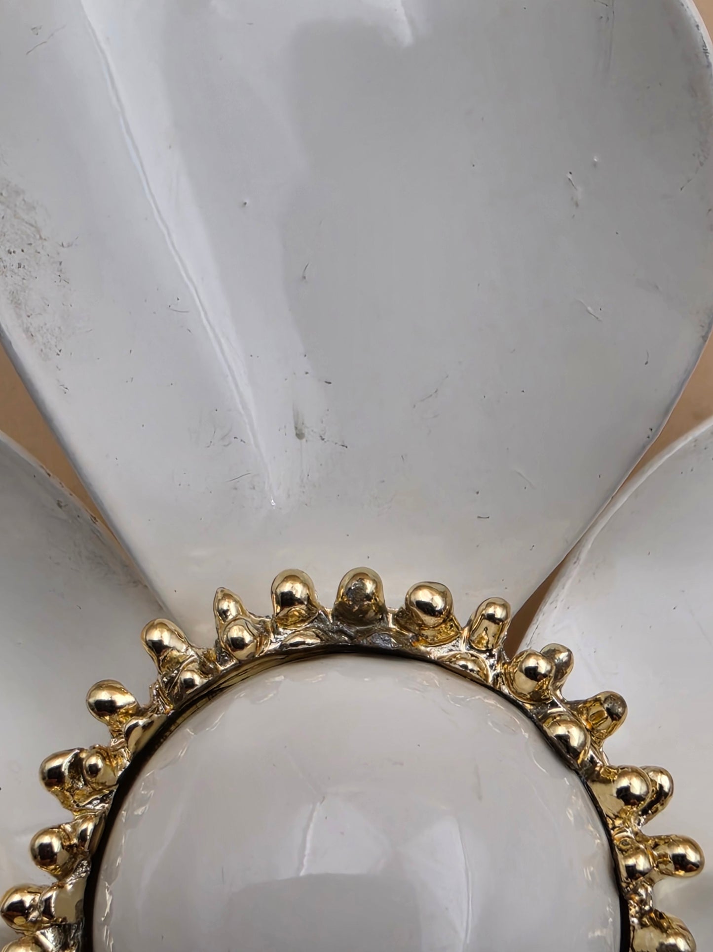 Vintage 1960's-70's White Enamel/Gold Tone 3.5" Brooch