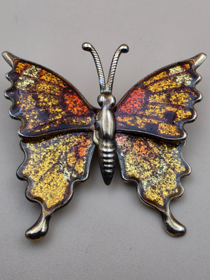 1970's Yellow/Orange/Brass Interpur Vintage Butterfly Brooch