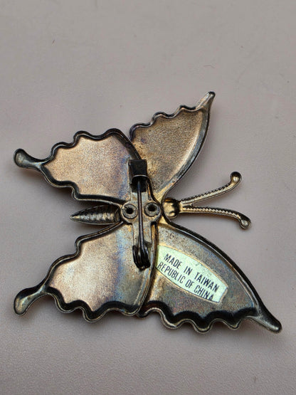 1970's Yellow/Orange/Brass Interpur Vintage Butterfly Brooch