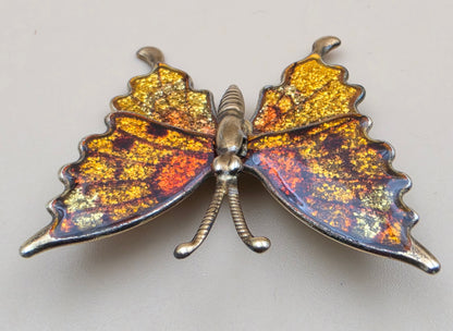 1970's Yellow/Orange/Brass Interpur Vintage Butterfly Brooch