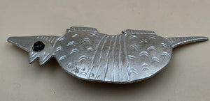 JONETTE JEWELRY J.J. Vintage 1988 Pewter Handcrafted Armadillo Brooch