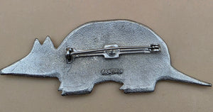 JONETTE JEWELRY J.J. Vintage 1988 Pewter Handcrafted Armadillo Brooch