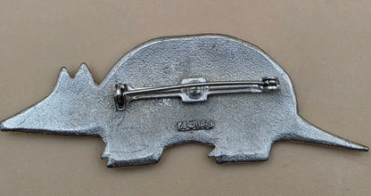 JONETTE JEWELRY J.J. Vintage 1988 Pewter Handcrafted Armadillo Brooch