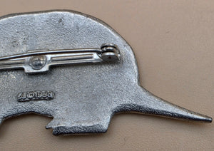 JONETTE JEWELRY J.J. Vintage 1988 Pewter Handcrafted Armadillo Brooch
