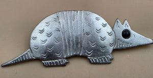 JONETTE JEWELRY J.J. Vintage 1988 Pewter Handcrafted Armadillo Brooch