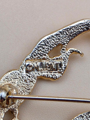 M.JENT Gold Tone Stylized Mermaid In Swirling Waves Brooch