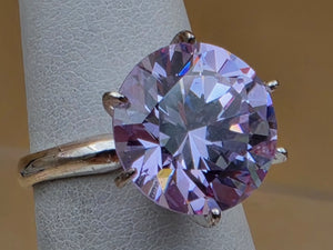 Lavender Cubic Zirconia/Portuguese Cut Solitaire/Sterling Silver  Ring Size 4.75