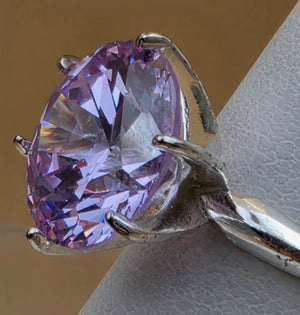 Lavender Cubic Zirconia/Portuguese Cut Solitaire/Sterling Silver  Ring Size 4.75
