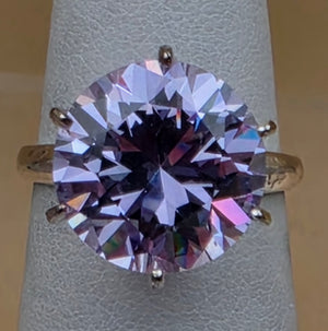 Lavender Cubic Zirconia/Portuguese Cut Solitaire/Sterling Silver  Ring Size 4.75