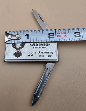 1983 Harley Davidson Money Clip/Pocket Knife Salem, Oregon 25th Anniversary Advertising Piece