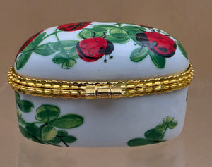 BEN BRIDGE Vintage Limoge Style Porcelain Ladybug Jewelry Box