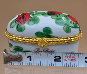 BEN BRIDGE Vintage Limoge Style Porcelain Ladybug Jewelry Box