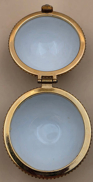 Limoge Style Round Porcelain/ Hand Painted Butterfly Trinket Box