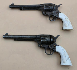MARX Vintage Miniature Toy Replica Six Shooter Western Colt Revolver Handgun with Hammer and Safety Lock Slide Set of 2