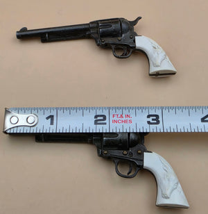MARX Vintage Miniature Toy Replica Six Shooter Western Colt Revolver Handgun with Hammer and Safety Lock Slide Set of 2