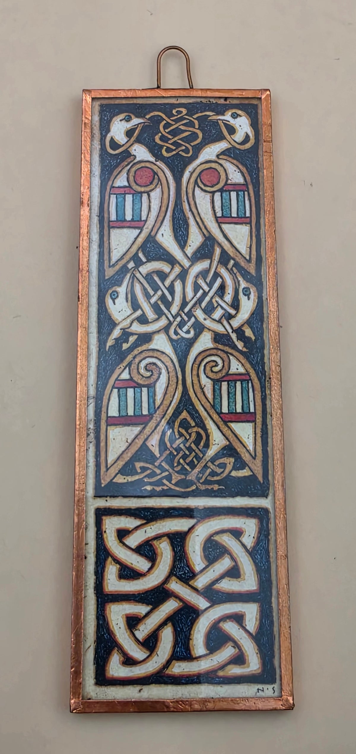 Copper Wrapped Frame Hanging Glass Sun Catcher