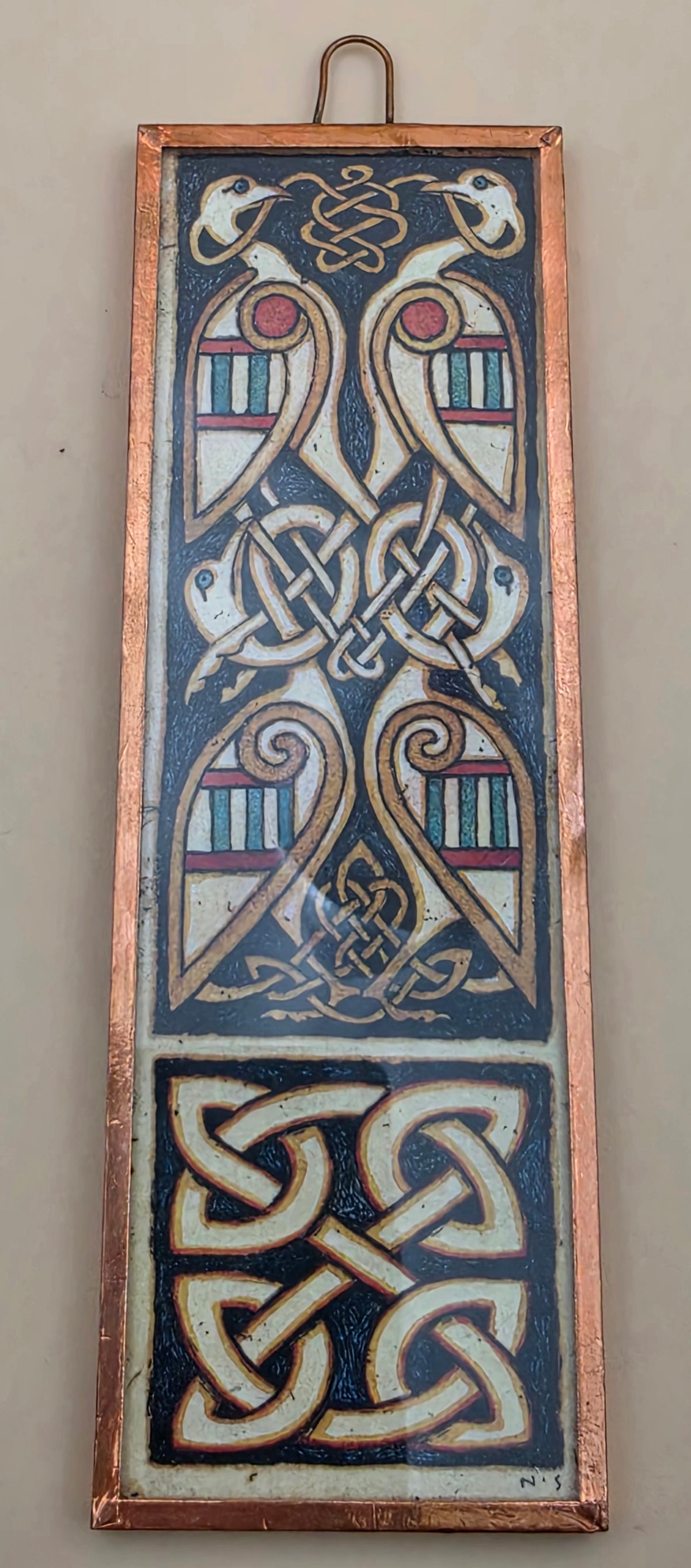 Copper Wrapped Frame Hanging Glass Sun Catcher