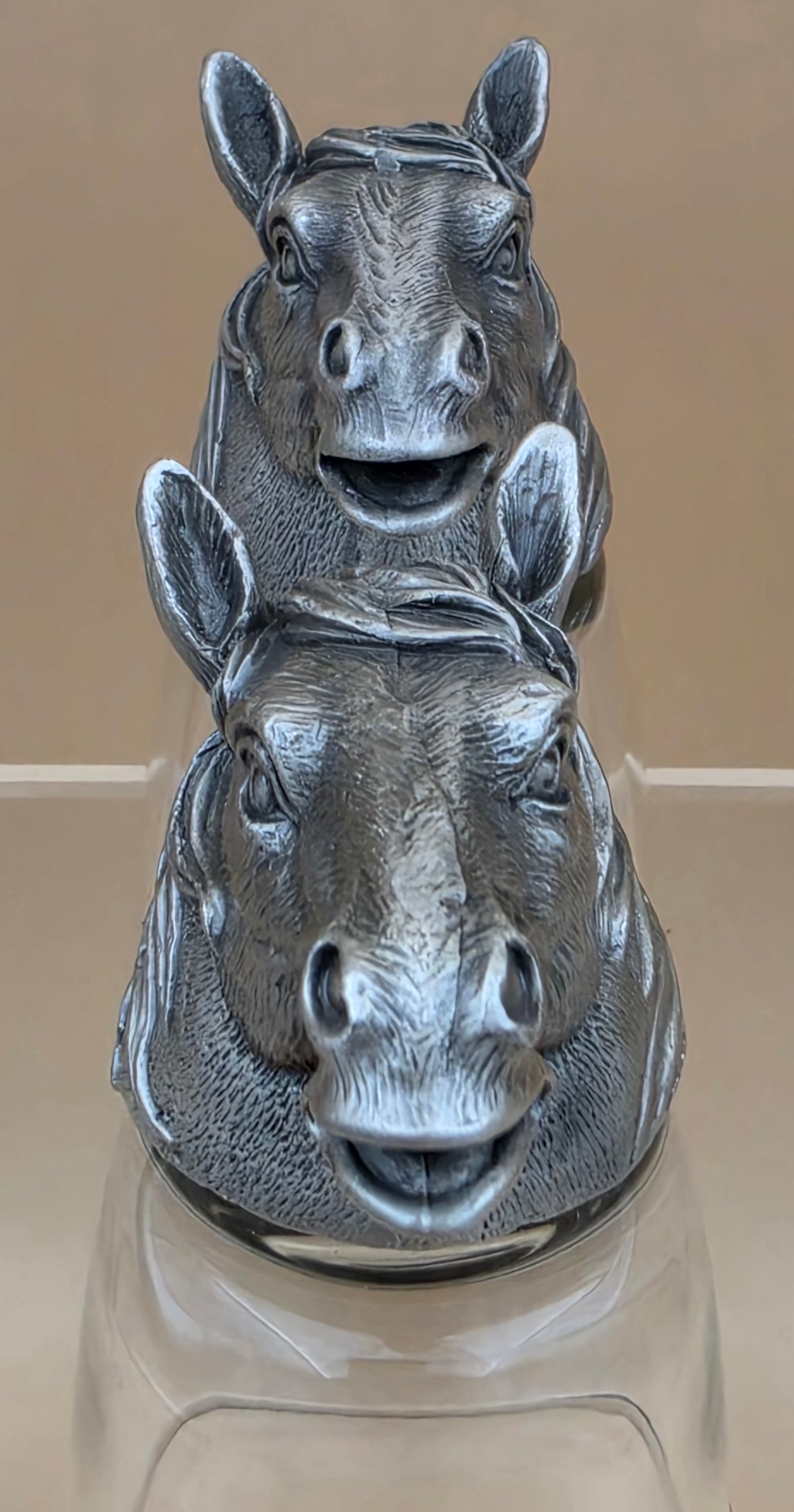 Handmade Carved Pewter Horse Head Shot Glasses Set of 2