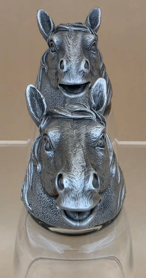 Handmade Carved Pewter Horse Head Shot Glasses Set of 2
