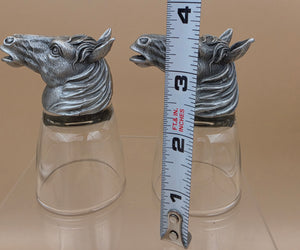 Handmade Carved Pewter Horse Head Shot Glasses Set of 2