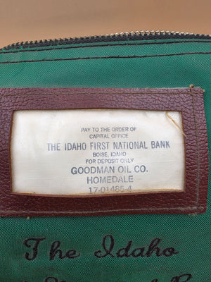 A. RIFKIN CO. The Idaho First National Bank, Boise For Goodman Oil Co. Homedale, Idaho 1960's Locking Bank Bag and Key