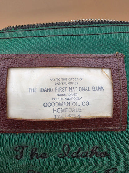 A. RIFKIN CO. The Idaho First National Bank, Boise For Goodman Oil Co. Homedale, Idaho 1960's Locking Bank Bag and Key