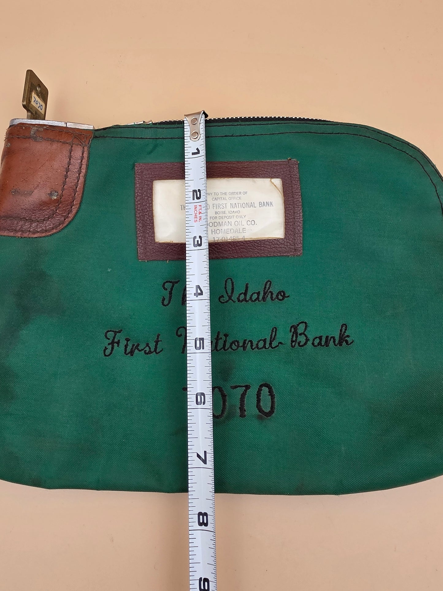 A. RIFKIN CO. The Idaho First National Bank, Boise For Goodman Oil Co. Homedale, Idaho 1960's Locking Bank Bag and Key