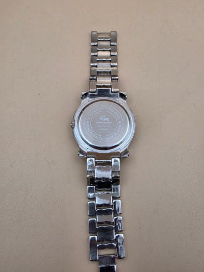 CHARLES RAYMOND Silver Tone/Rhinestone/Blue Dial Watch with Matching Bracelet and 4 Extra Links