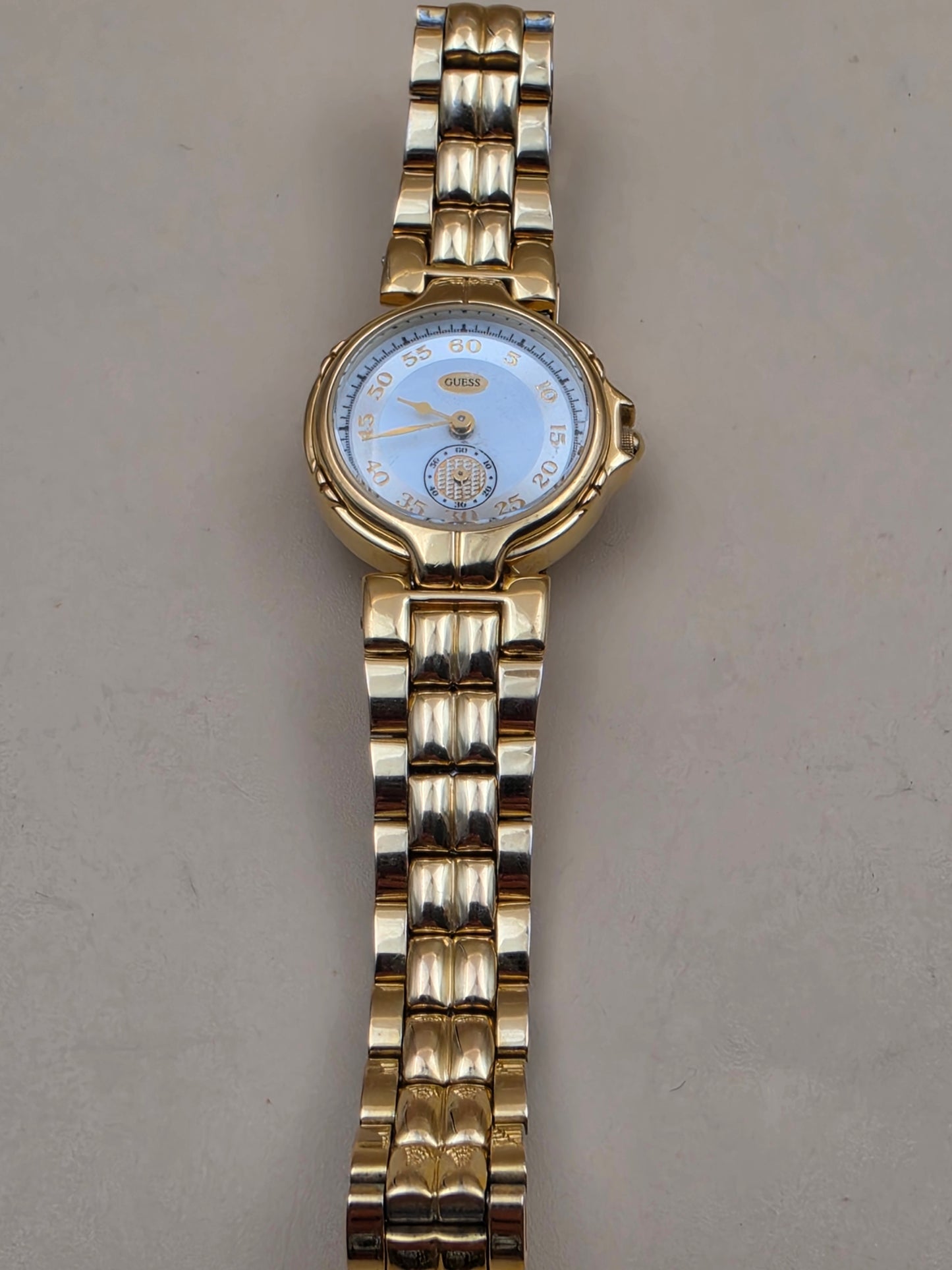 GUESS Vintage 1994 "Art Deco" Inspired Gold Tone Bracelet Watch