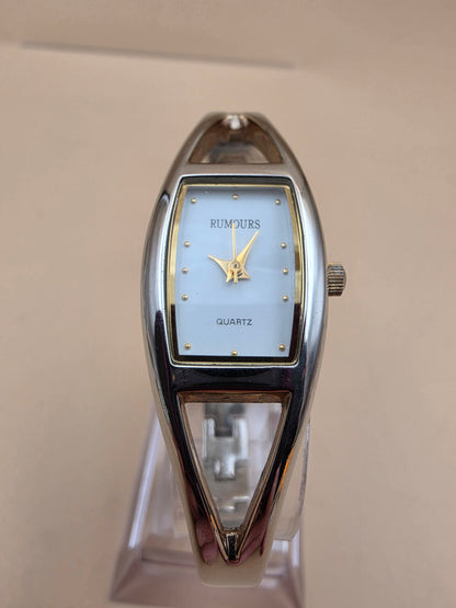 RUMOURS Vintage Tonneau Shaped Face/Silver Tone Bracelet Watch