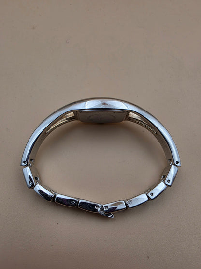 RUMOURS Vintage Tonneau Shaped Face/Silver Tone Bracelet Watch