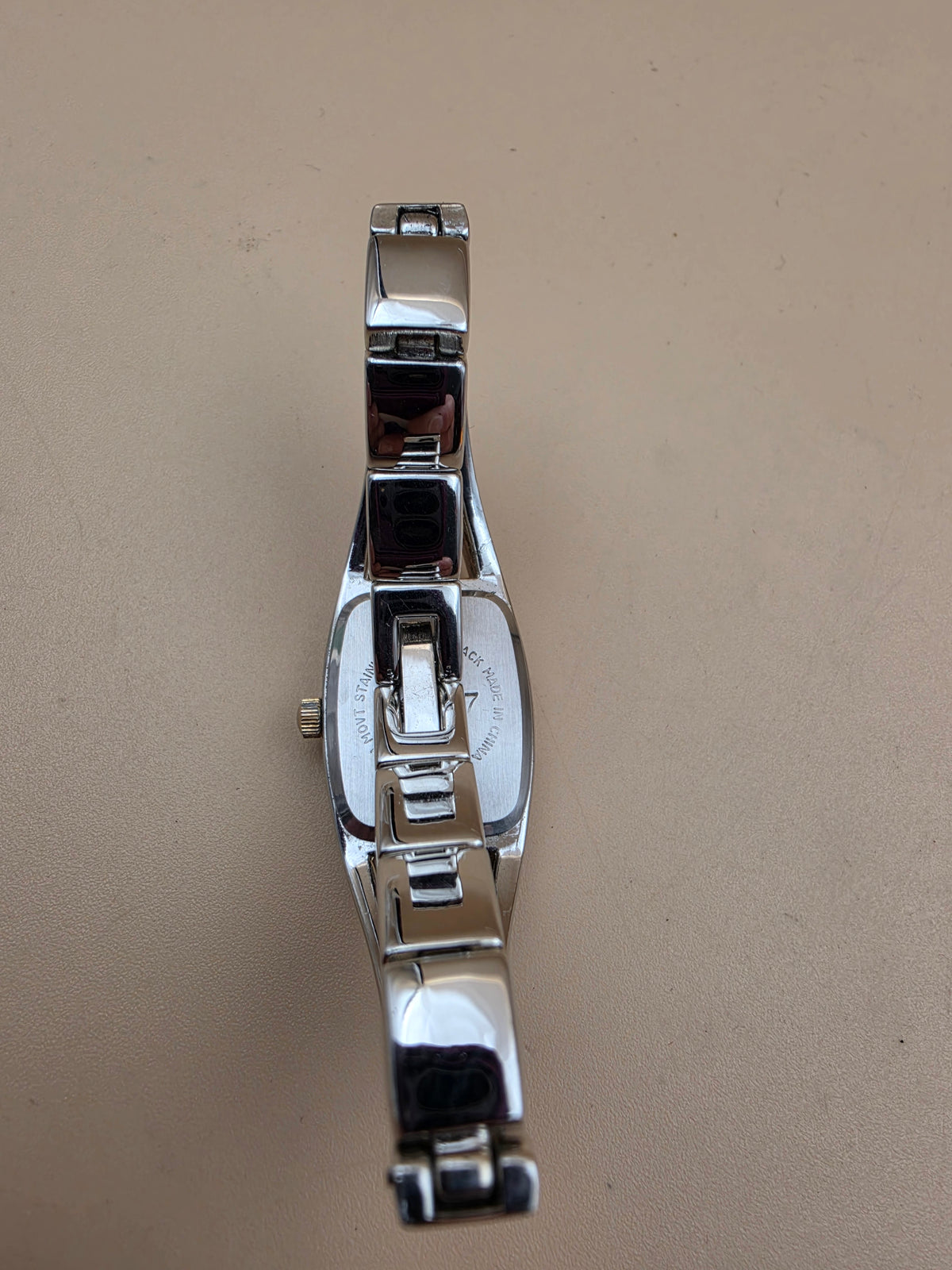 RUMOURS Vintage Tonneau Shaped Face/Silver Tone Bracelet Watch