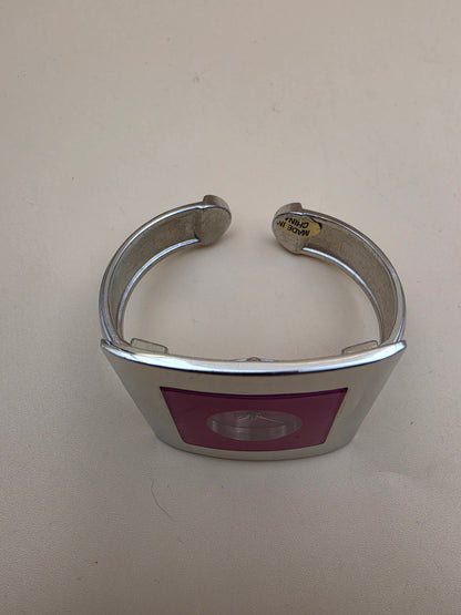 GENEVA Pink Dial/ Silver Tone Two-sided Hinged Bangle Band Women's Watch