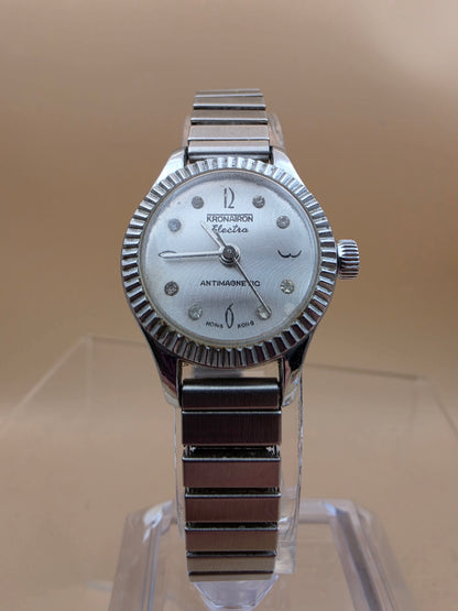 KRONATRON ELECTRA Mechanical Movement/Fluted Bezel/ Expandable Bracelet Band