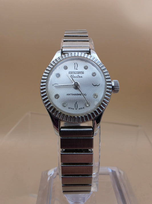 KRONATRON ELECTRA Mechanical Movement/Fluted Bezel/ Expandable Bracelet Band