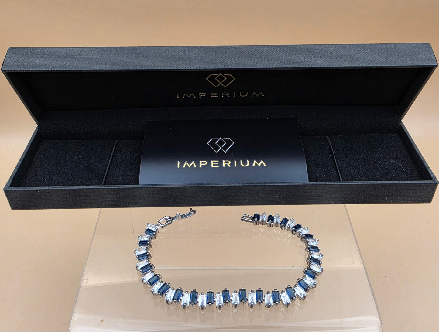 IMPERIUM Lab/Simulated Stones /Sterling Silver Plated 7"Tennis Bracelet